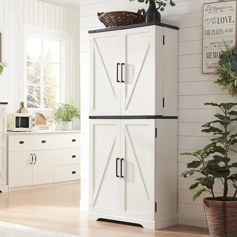 Dispensa da cucina stile rustico alta 72, mobile contenitore con ante a granaio - N/A