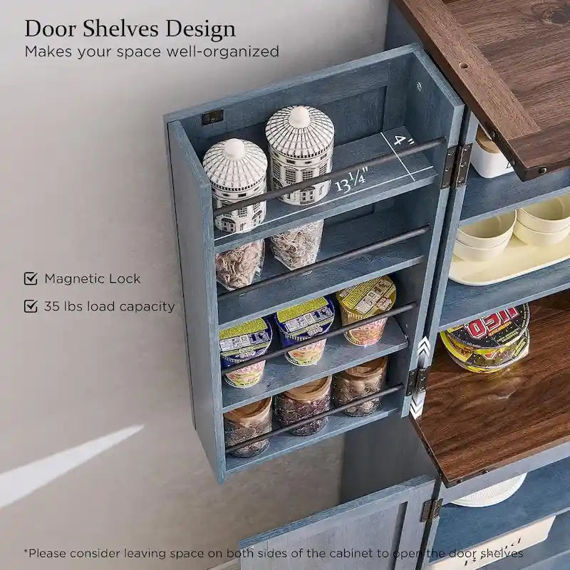 72 Tall Farmhouse Kitchen Pantry, Storage Cabinet with Barn Doors - N/A