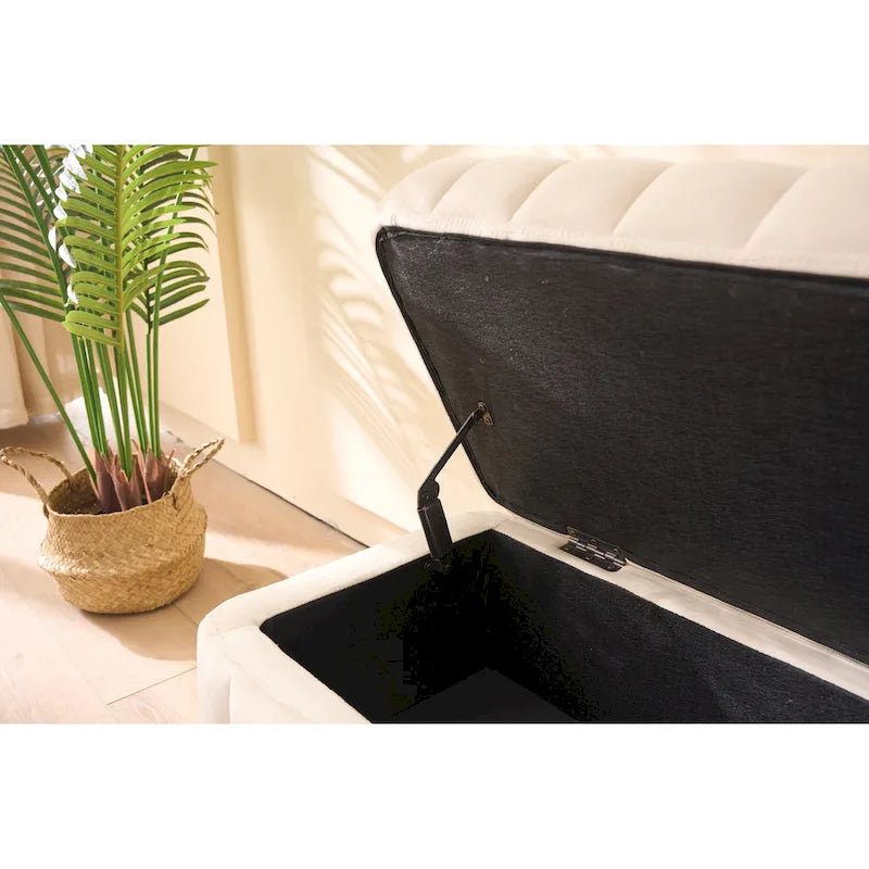 49.21Wide Velvet Storage Soft Bench for Living Room, Entryway and Bedroom