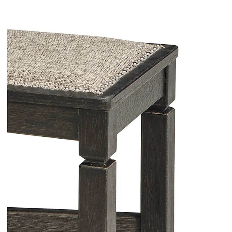 Dining Bench, X-Stretcher and Nailhead Trim, Black Wood, 50 Inch