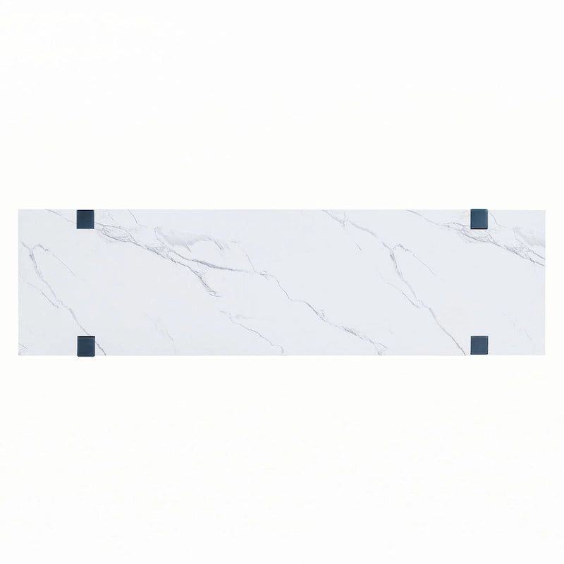 Tavolo consolle stretto con piano effetto marmo (blu navy)