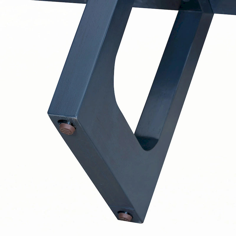 Tavolo consolle stretto con piano effetto marmo (blu navy)