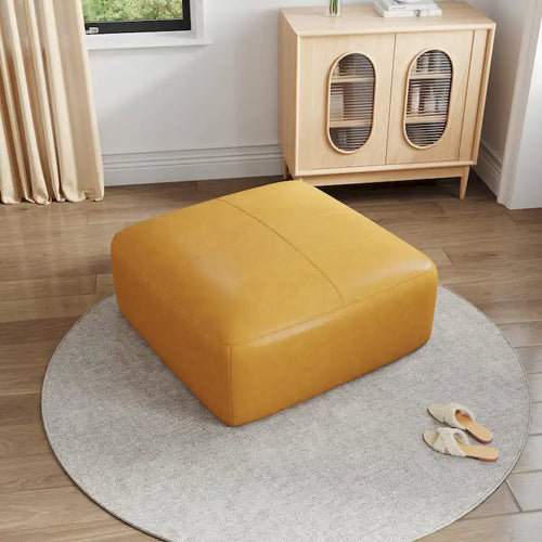 Pouf da 35 in vera pelle, pouf imbottito per soggiorno