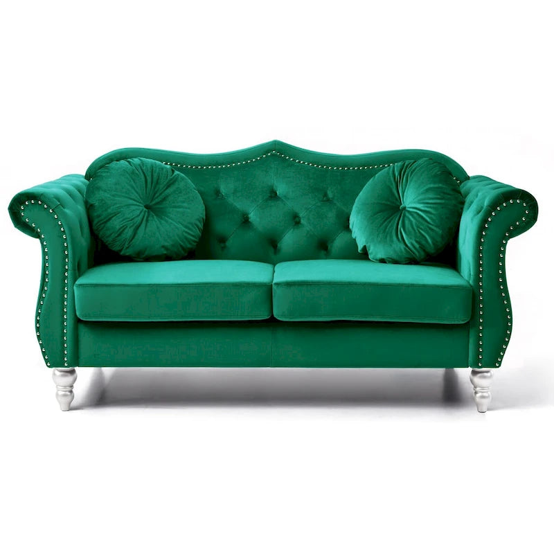 Divanetto in velluto da 68 in. con 2 cuscini decorativi - 68L x 35W x 34H