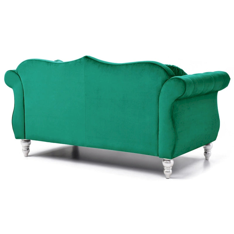68 in. Velvet Loveseat with 2-Throw Pillow - 68L x 35W x 34H