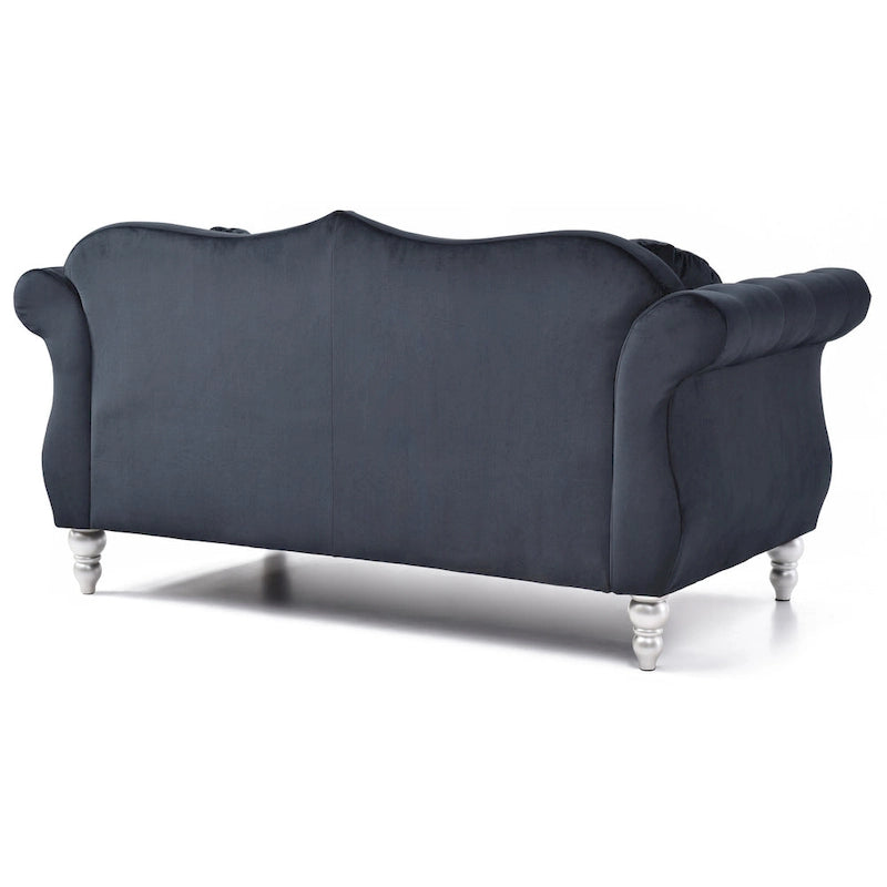 68 in. Velvet Loveseat with 2-Throw Pillow - 68L x 35W x 34H