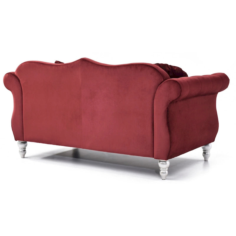 68 in. Velvet Loveseat with 2-Throw Pillow - 68L x 35W x 34H