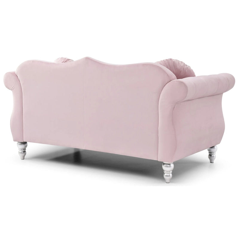 68 in. Velvet Loveseat with 2-Throw Pillow - 68L x 35W x 34H