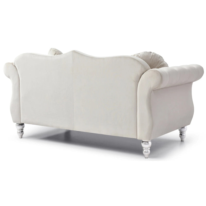 68 in. Velvet Loveseat with 2-Throw Pillow - 68L x 35W x 34H