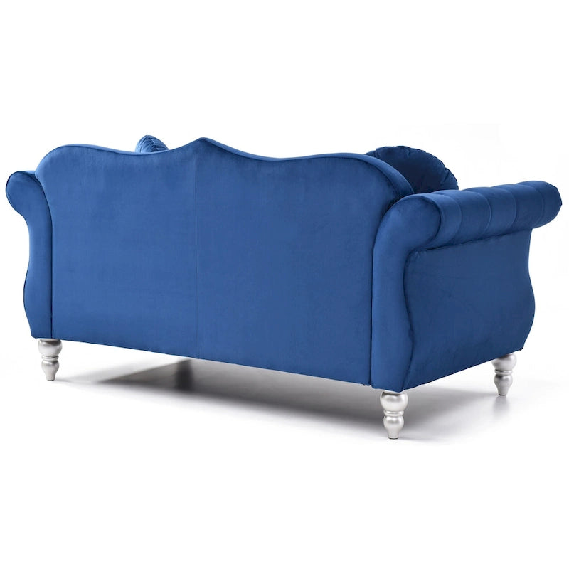 68 in. Velvet Loveseat with 2-Throw Pillow - 68L x 35W x 34H