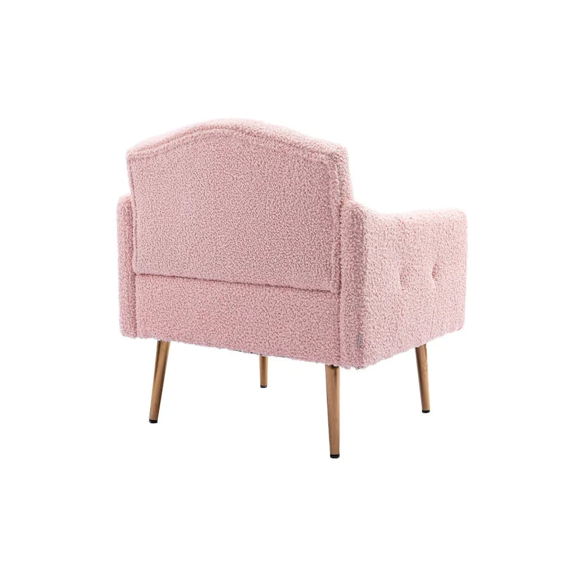 Teddy Fabric Upholstered Tufted Accent Chair With Rose Golden feet