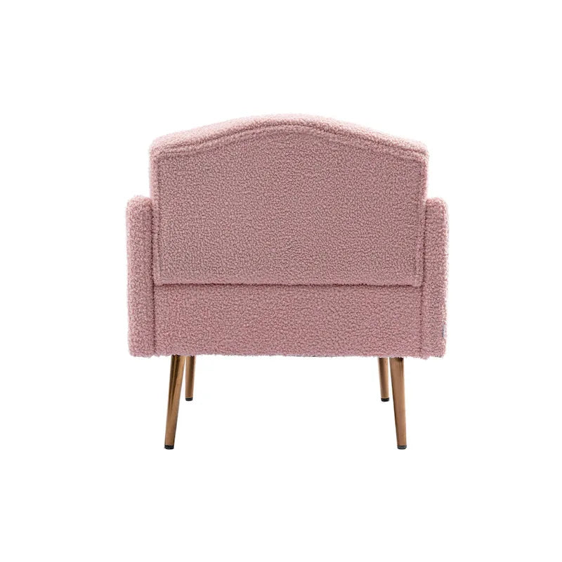 Teddy Fabric Upholstered Tufted Accent Chair With Rose Golden feet