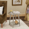 COSIEST 2-Tier Silver Round Glass Table for Living Room - 22 W x 22 D x 24H