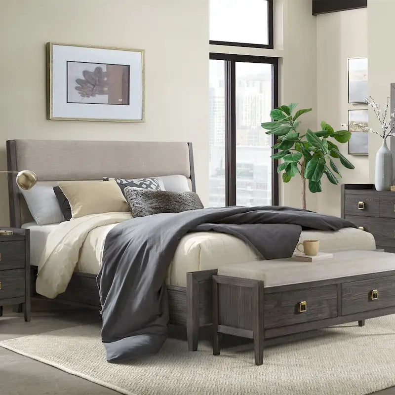 58 Wide Bedroom Storage Bench, Brushed Brindle