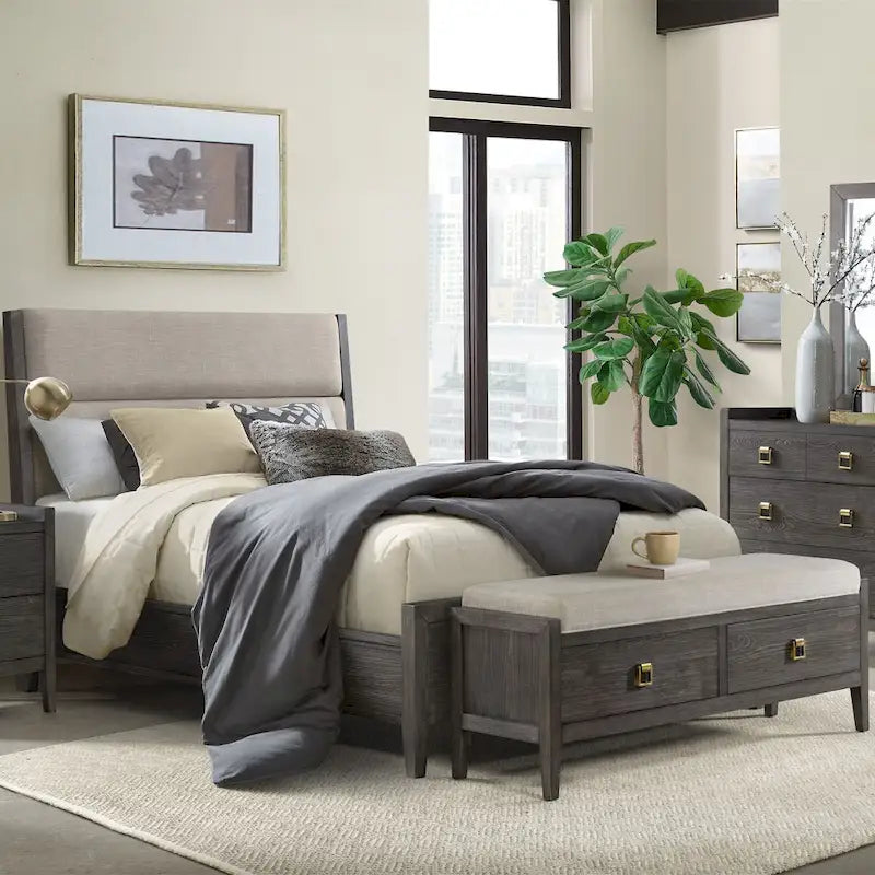 Panca contenitore da camera da letto larga 58, finitura Brushed Brindle