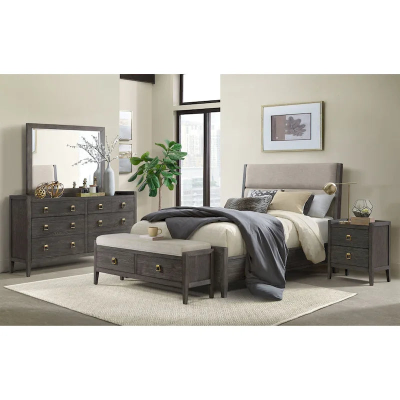 58 Wide Bedroom Storage Bench, Brushed Brindle