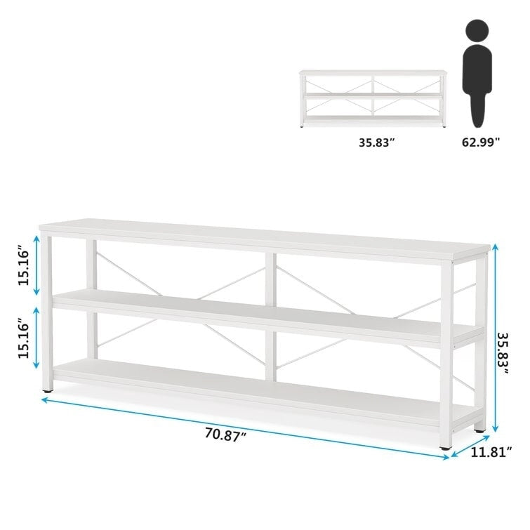 70.9 inch Narrow Console Table Sofa Tablewith 3-Tier Shelves