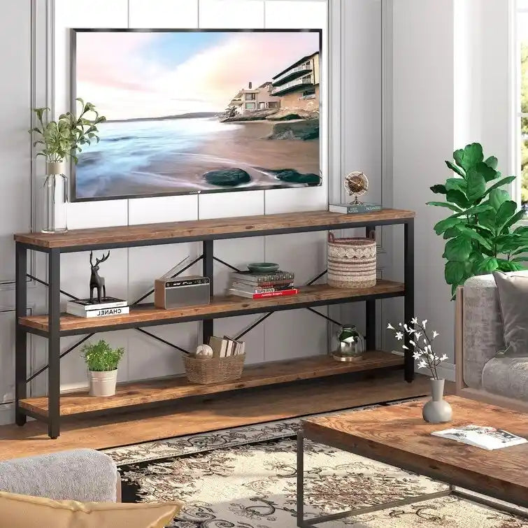 70.9 inch Narrow Console Table Sofa Tablewith 3-Tier Shelves