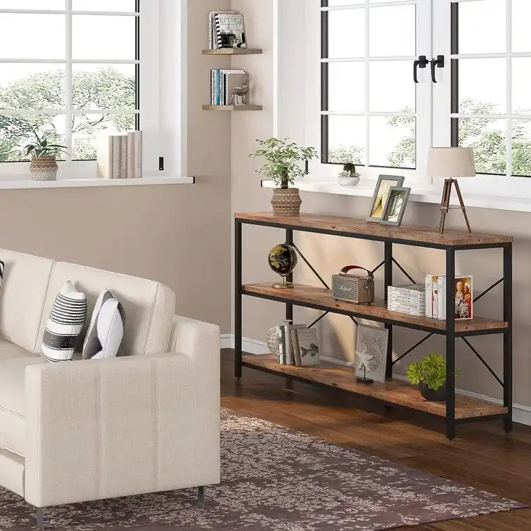 70.9 inch Narrow Console Table Sofa Tablewith 3-Tier Shelves