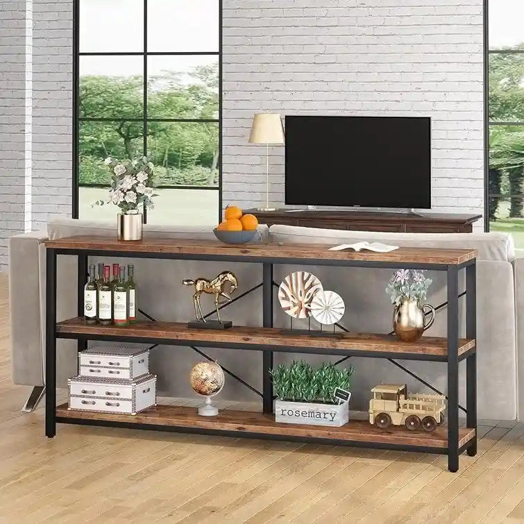 70.9 inch Narrow Console Table Sofa Tablewith 3-Tier Shelves