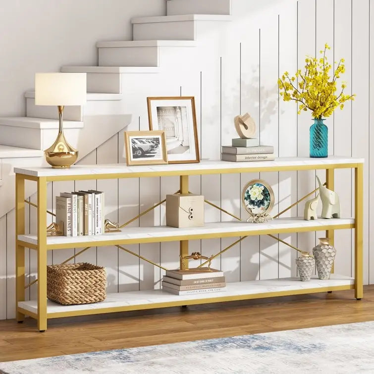70.9 inch Narrow Console Table Sofa Tablewith 3-Tier Shelves