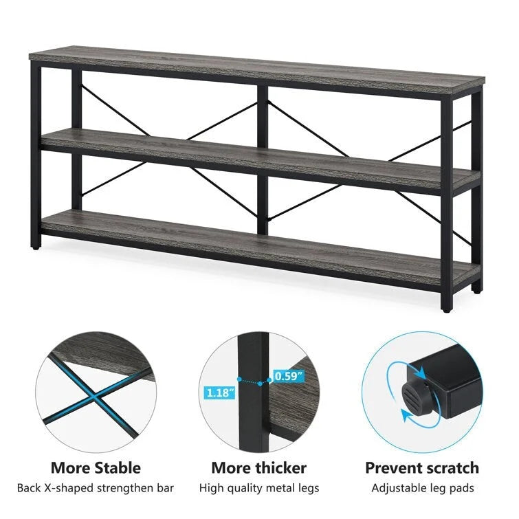 70.9 inch Narrow Console Table Sofa Tablewith 3-Tier Shelves