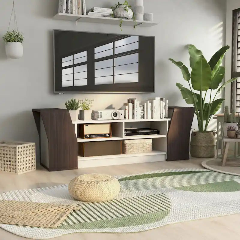 Consolle porta TV contemporanea da 71 pollici con 3 ripiani aperti
