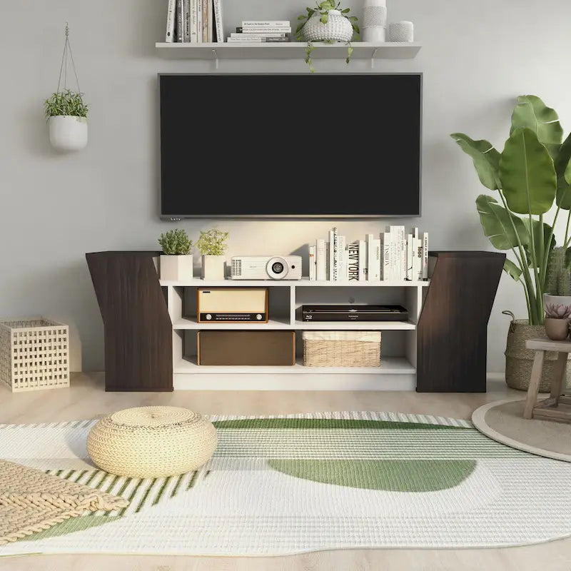Contemporary 71-inch 3-Open Shelf TV Console