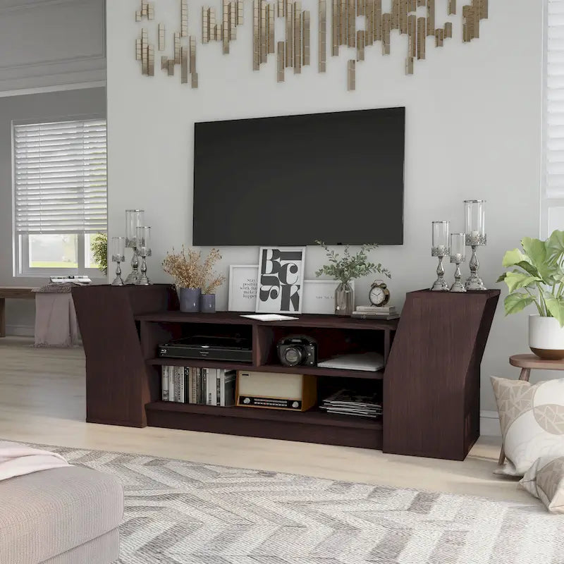 Consolle porta TV contemporanea da 71 pollici con 3 ripiani aperti