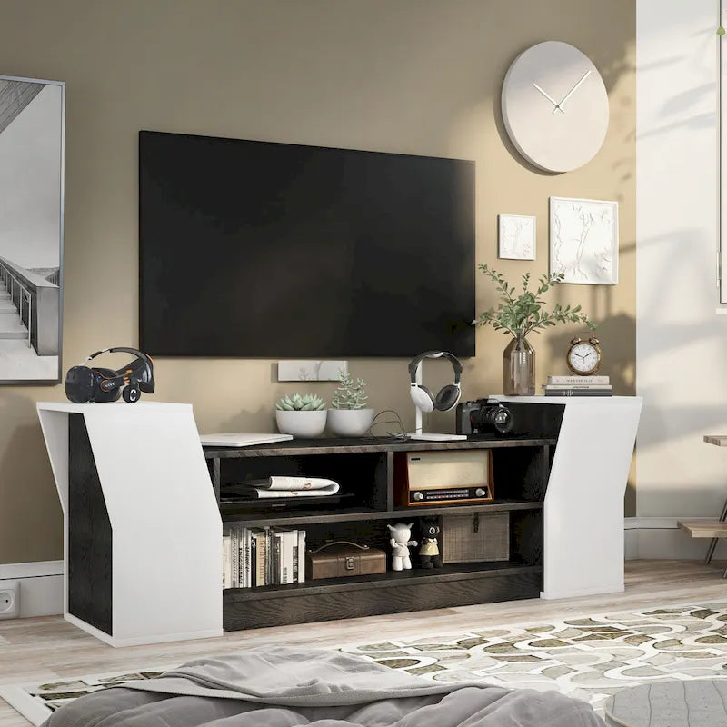 Contemporary 71-inch 3-Open Shelf TV Console