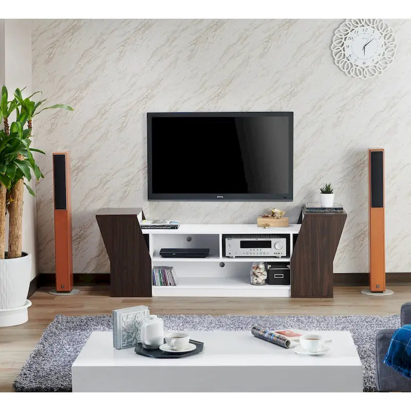 Contemporary 71-inch 3-Open Shelf TV Console