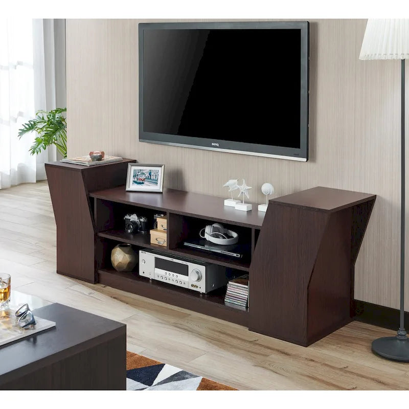 Contemporary 71-inch 3-Open Shelf TV Console