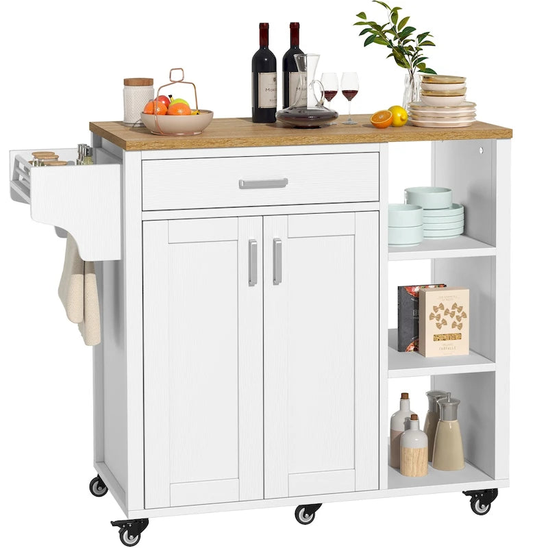 Isola da cucina con mobile contenitore su ruote