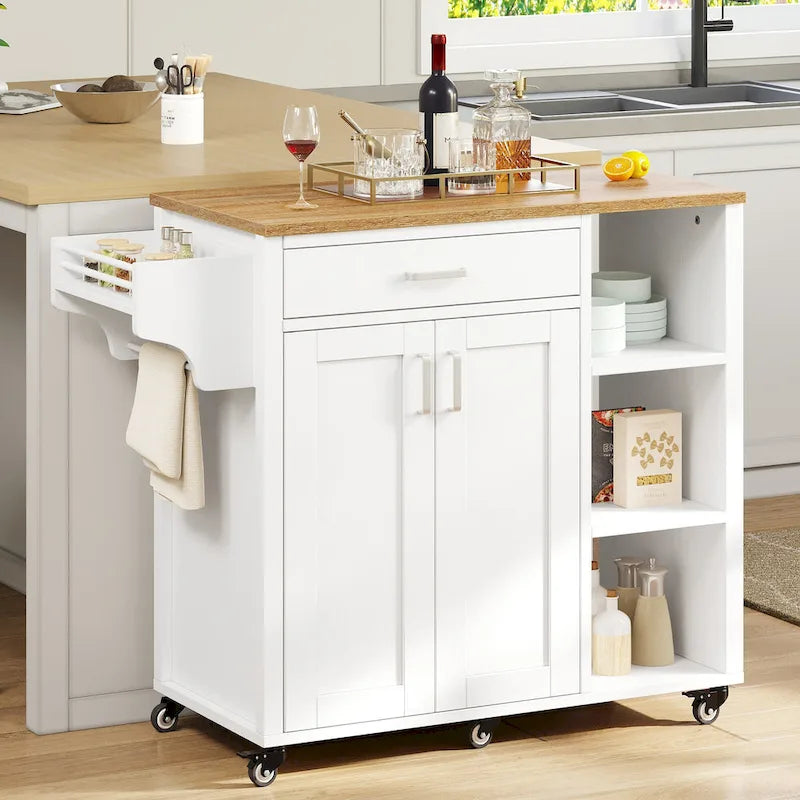 Rolling Kitchen Island Cart Storage Cabinet on Wheels