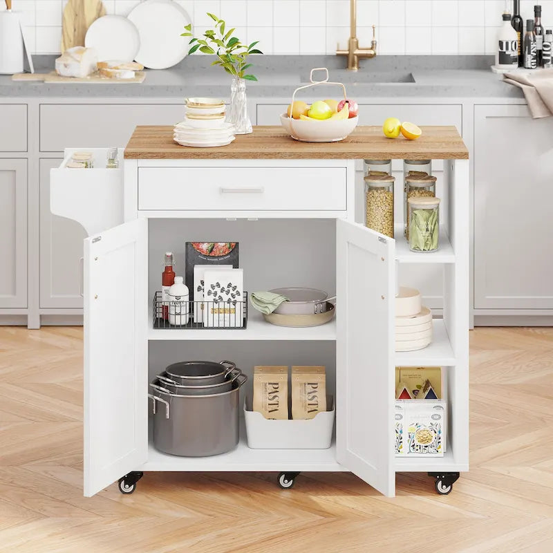 Rolling Kitchen Island Cart Storage Cabinet on Wheels