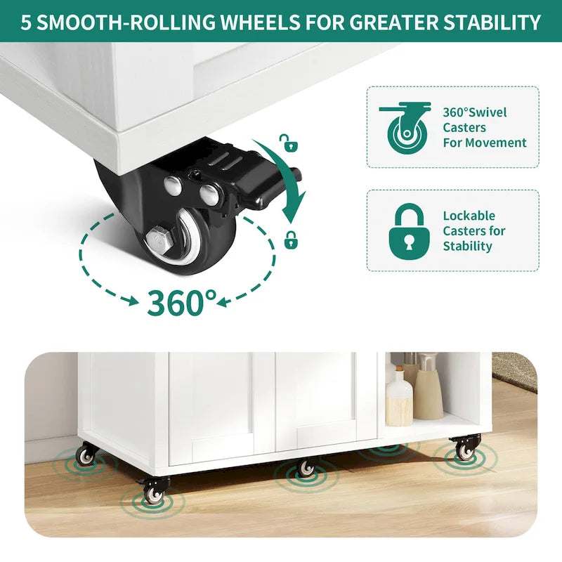 Rolling Kitchen Island Cart Storage Cabinet on Wheels