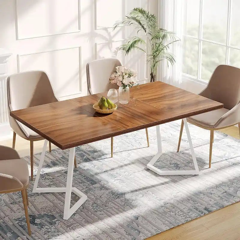 Tavolo da pranzo moderno da 55 pollici, rettangolare, per 6 persone
