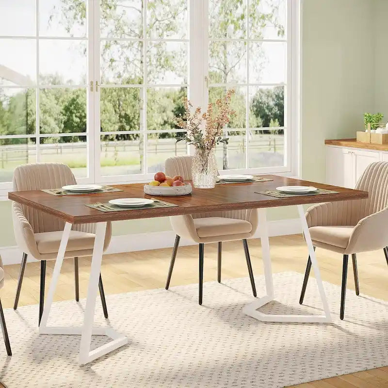 Tavolo da pranzo moderno da 55 pollici, rettangolare, per 6 persone