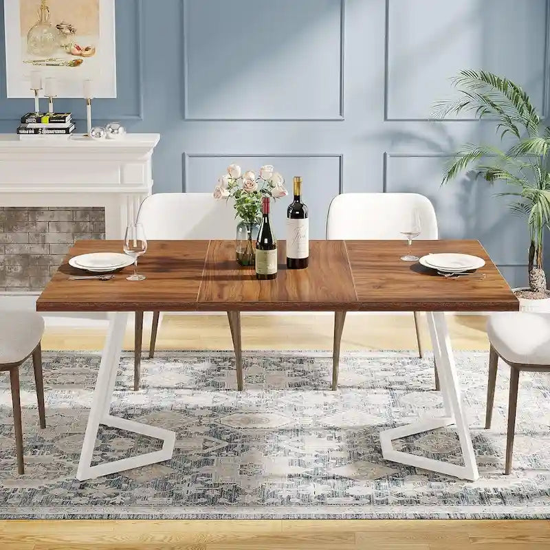 Tavolo da pranzo moderno da 55 pollici, rettangolare, per 6 persone