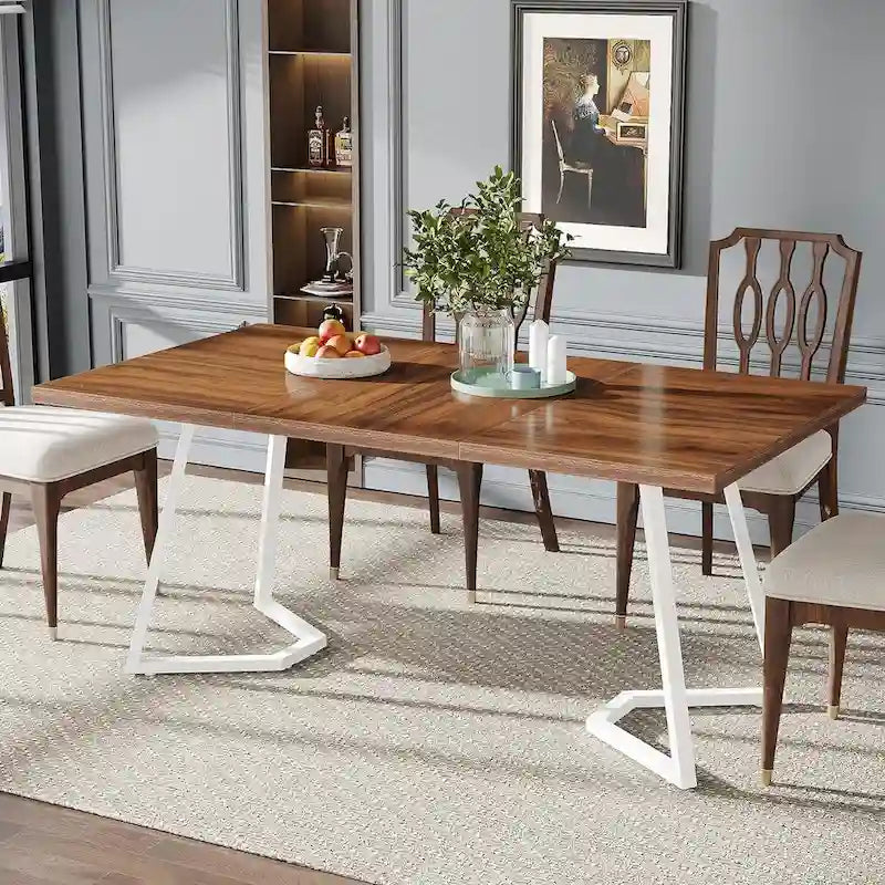 Tavolo da pranzo moderno da 55 pollici, rettangolare, per 6 persone