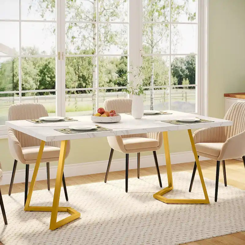 Tavolo da pranzo moderno da 55 pollici, rettangolare, per 6 persone
