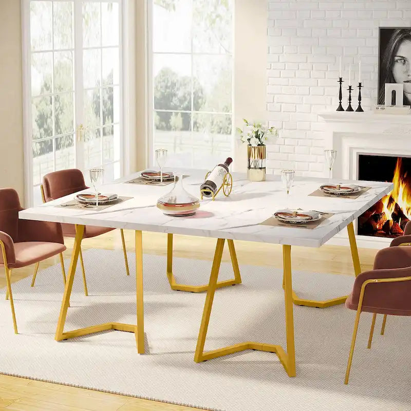 Tavolo da pranzo moderno da 55 pollici, rettangolare, per 6 persone