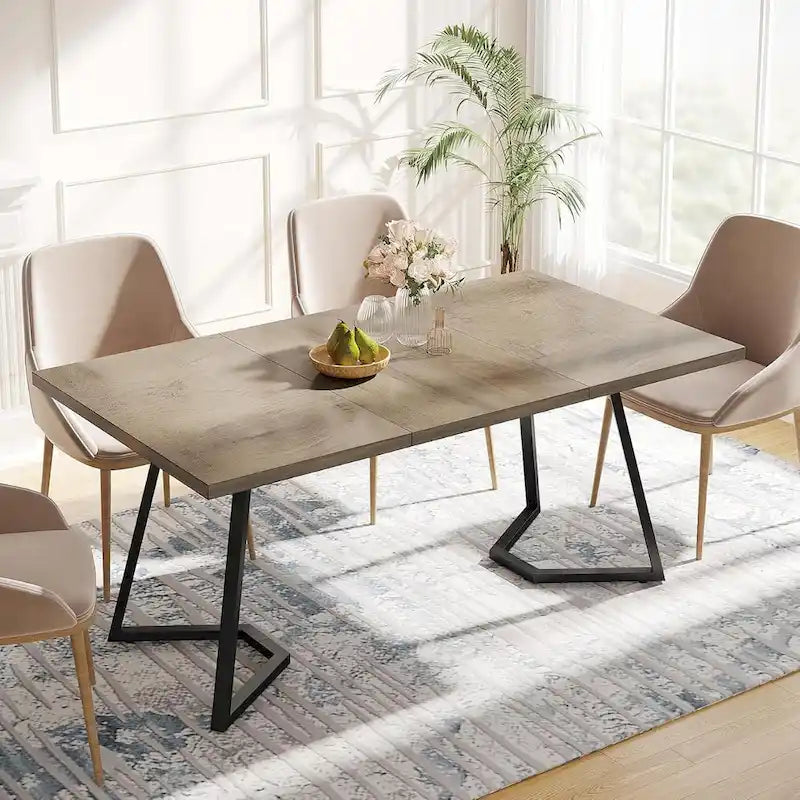 Tavolo da pranzo moderno da 55 pollici, rettangolare, per 6 persone