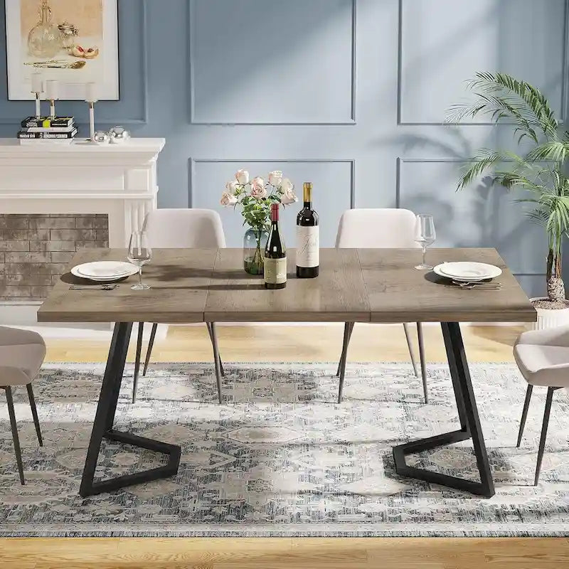 Tavolo da pranzo moderno da 55 pollici, rettangolare, per 6 persone