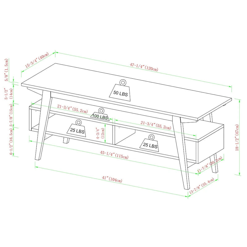 Contemporary Solid Wood Minimal 47-inch TV Stand