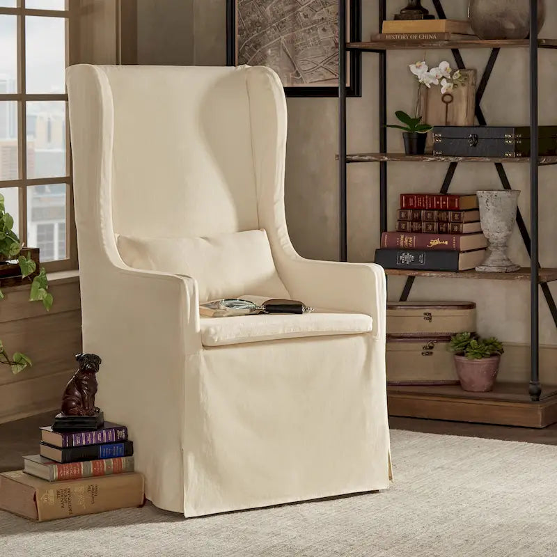 Wingback Host Chair, Plush Upholstered Dining Chair, Elegant Seating for Dining Room Head Seat
