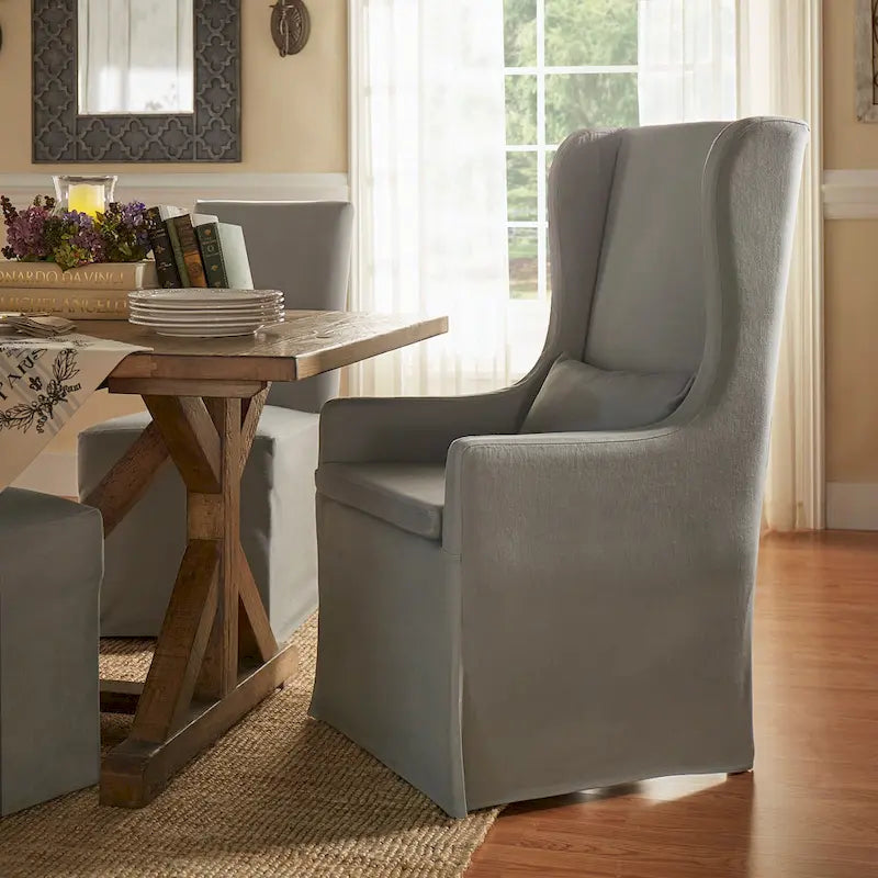 Wingback Host Chair, Plush Upholstered Dining Chair, Elegant Seating for Dining Room Head Seat