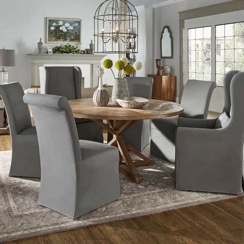 Wingback Host Chair, Plush Upholstered Dining Chair, Elegant Seating for Dining Room Head Seat
