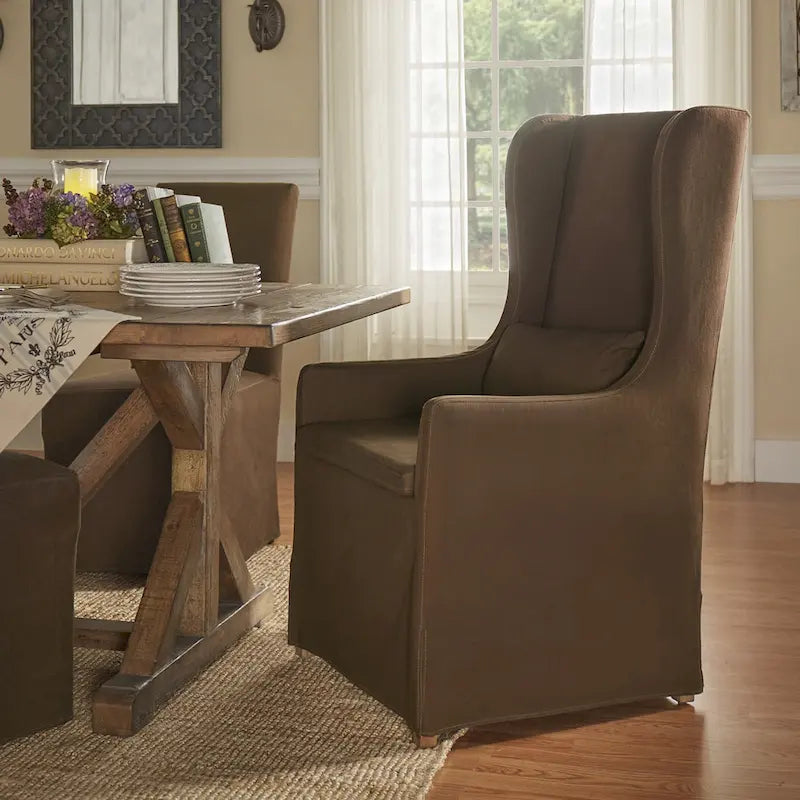 Wingback Host Chair, Plush Upholstered Dining Chair, Elegant Seating for Dining Room Head Seat