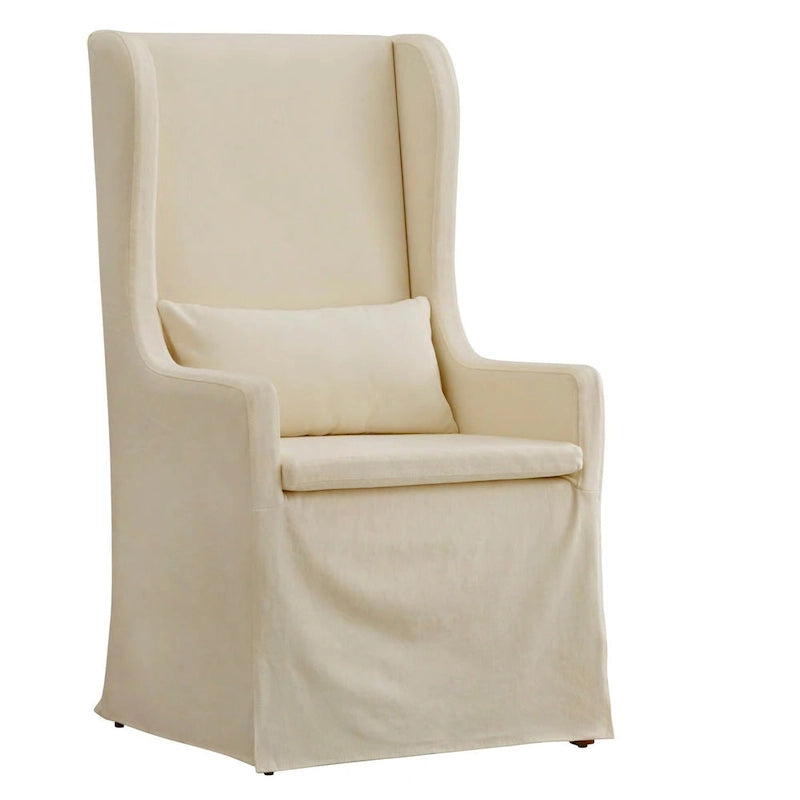 Wingback Host Chair, Plush Upholstered Dining Chair, Elegant Seating for Dining Room Head Seat